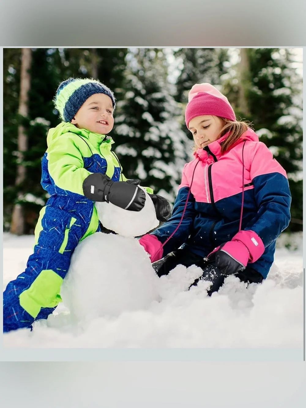MCTi Kids Size XS Black Waterproof Mittens Ski Warm Sherpa Lined W/String. New